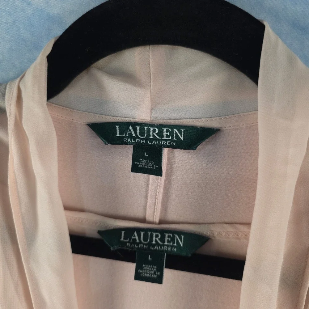 Lauren Ralph Lauren Womens Blush Pink‎ Cardigan and Tank Top Twin Set Size L